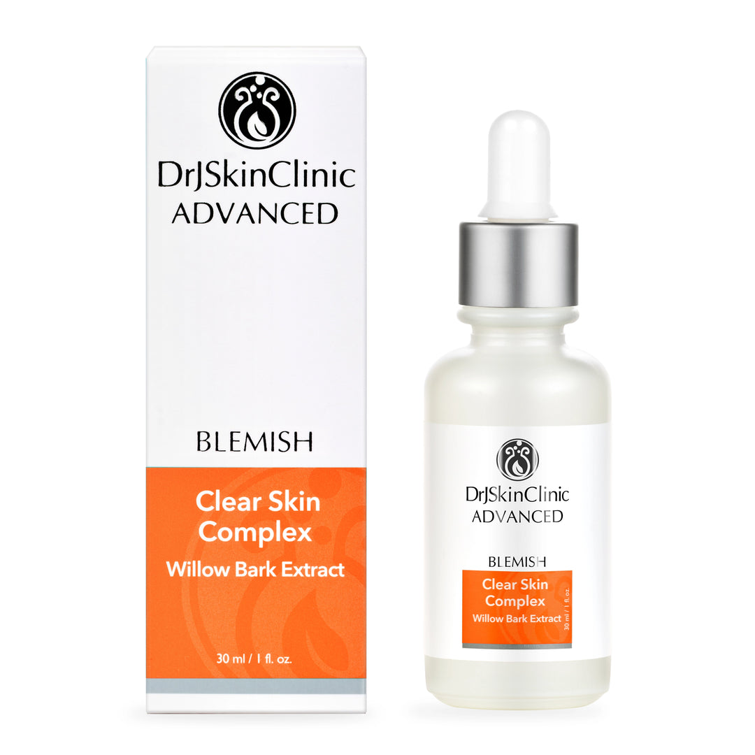 DrSkinClinic Advanced Blemish Clear Skin Complex with Willow Bark Extract serum, dropper bottle with retail box packaging