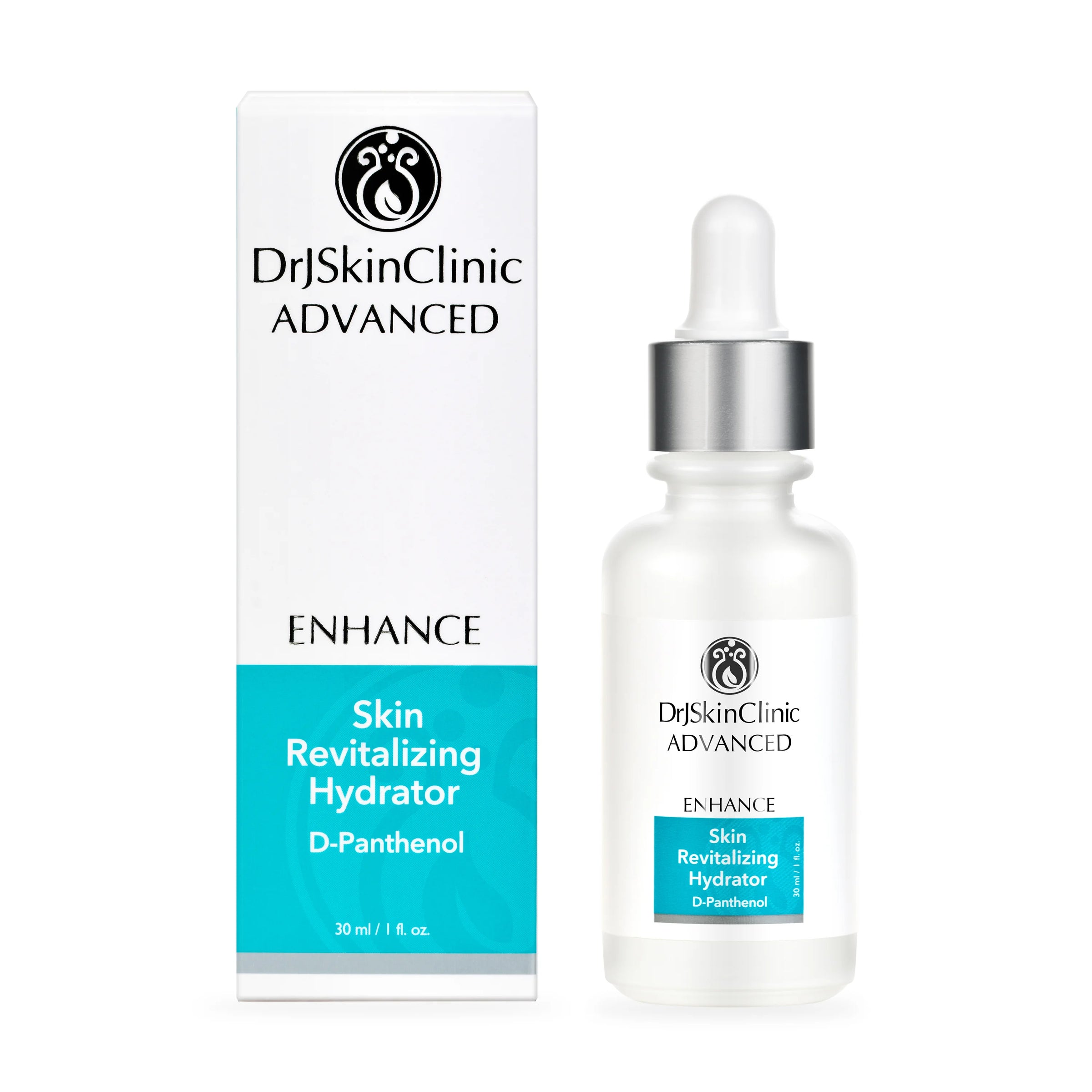 DrSkinClinic Advanced Enhance Skin Revitalizing Hydrator with D-Panthenol shown with product box on a white background.