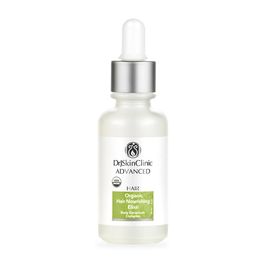 Dr SkinClinic Advanced Organic Hair Nourishing Elixir bottle on a white background