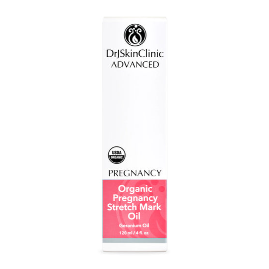 Dr SkinClinic Advanced Organic Pregnancy Stretch Mark Oil packaging on a white background