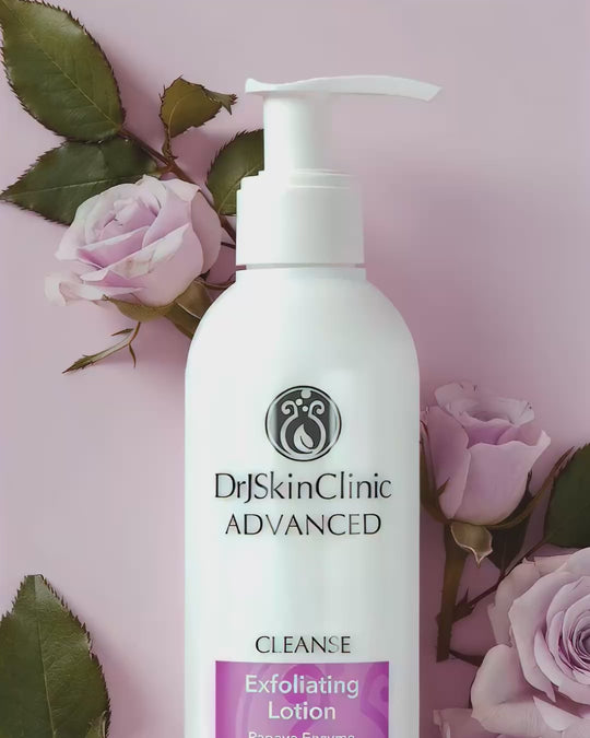Flower petals falling on Exfoliating Lotion